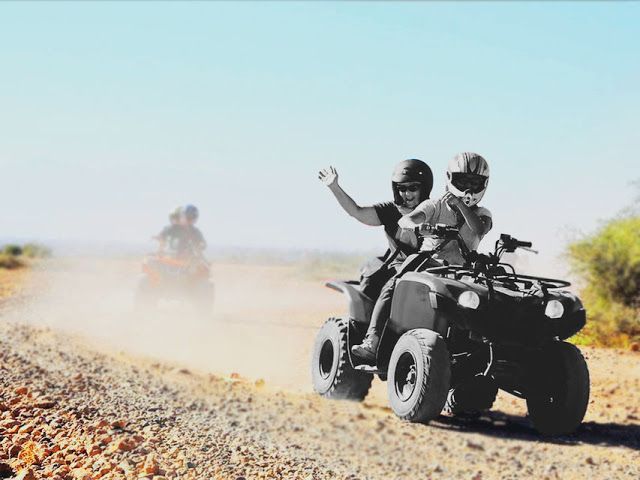 Desert and palm grove of Marrakech_ visit in quad and camel